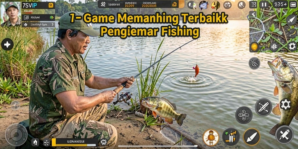 Screenshot gameplay 7SVIP yang menampilkan aksi memancing seru.