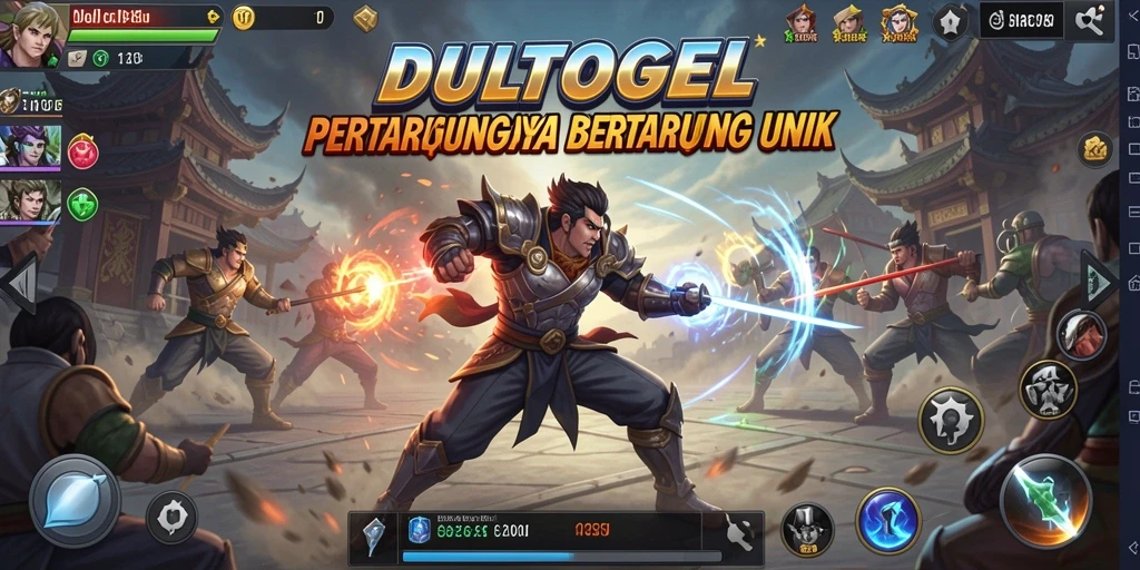 Tampilan pertarungan seru dalam DULTOGEL dengan grafis menakjubkan.