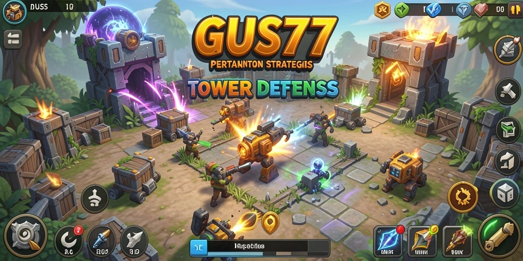 Tangkapan layar yang menampilkan momen strategis dalam GUS77.