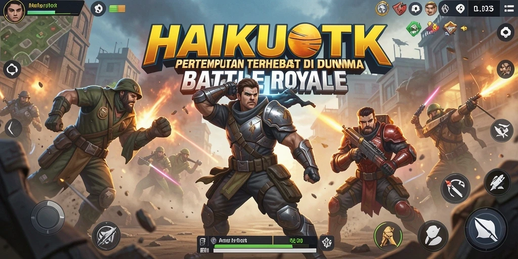 Tampilan gameplay seru di HAIKUOTK saat bertempur di arena.