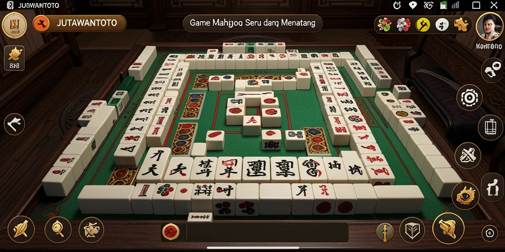 Tampilan gameplay seru dalam JUTAWANTOTO dengan berbagai tema Mahjong.