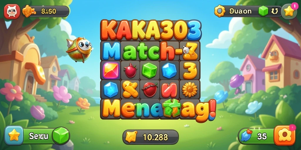 Tampilan gameplay KAKA303 yang penuh warna dan menantang.