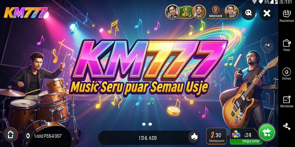 Tampilan gameplay KM777 yang menegangkan dengan irama musik.