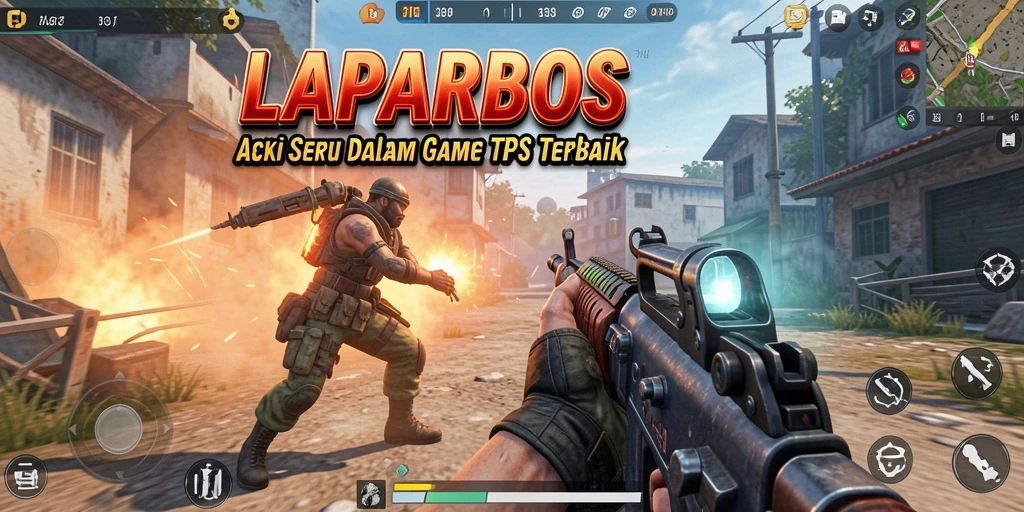 Screenshot gameplay LAPARBOS menampilkan aksi seru dalam pertempuran TPS.