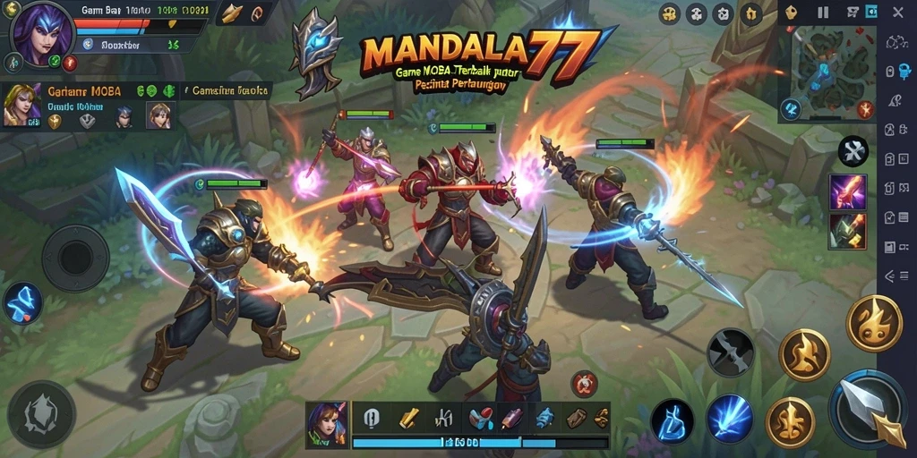 Tampilan gameplay MANDALA77 dengan aksi seru dan karakter unik.