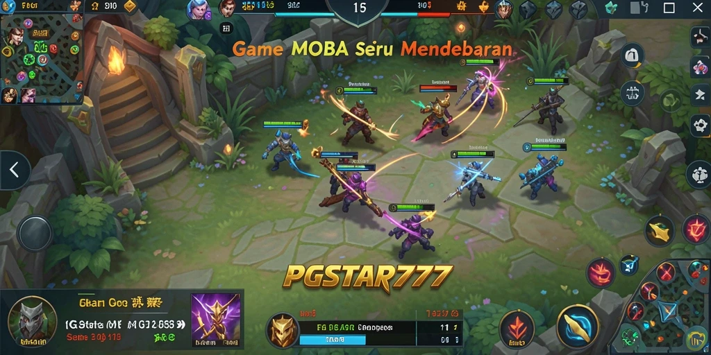 Screenshot PGSTAR777 menampilkan aksi gameplay yang seru dalam pertarungan MOBA.