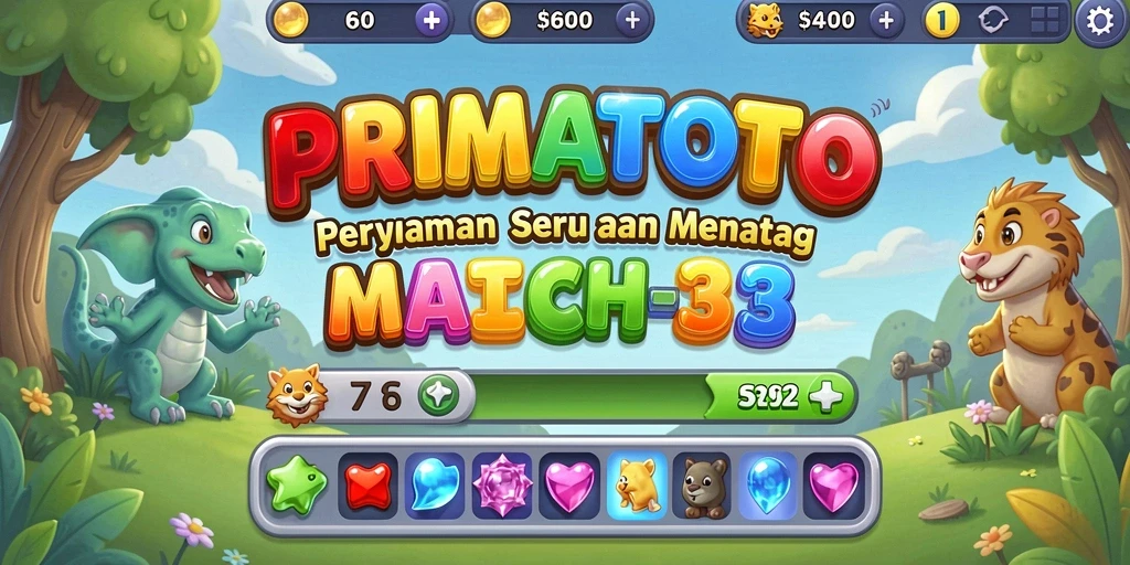 Screenshot menampilkan gameplay Match-3 yang menarik dan penuh warna.