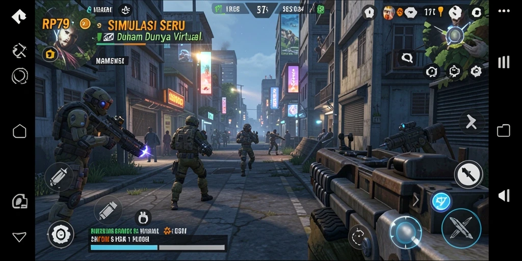 Screenshot utama RP79 menampilkan gameplay simulasi yang mendalam dan interaktif.