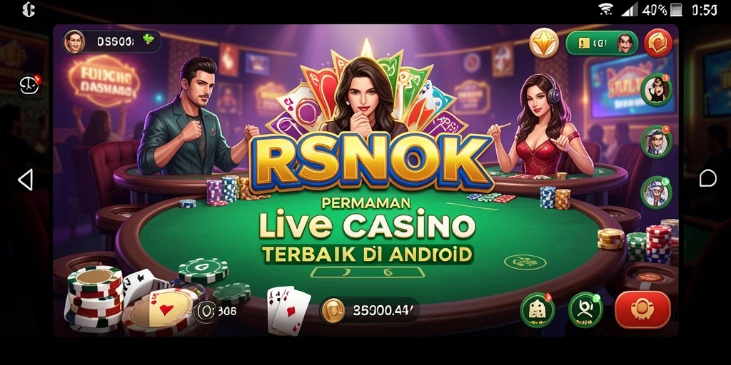 Screenshot gameplay RSNOK menampilkan dealer langsung di meja kasino.