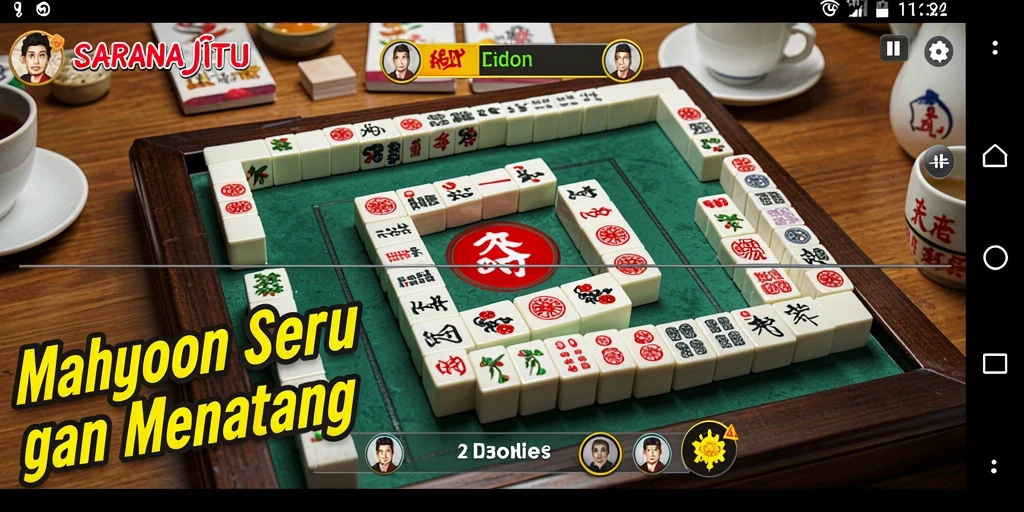 Screenshot gameplay SARANAJITU yang menampilkan tantangan Mahjong yang seru.