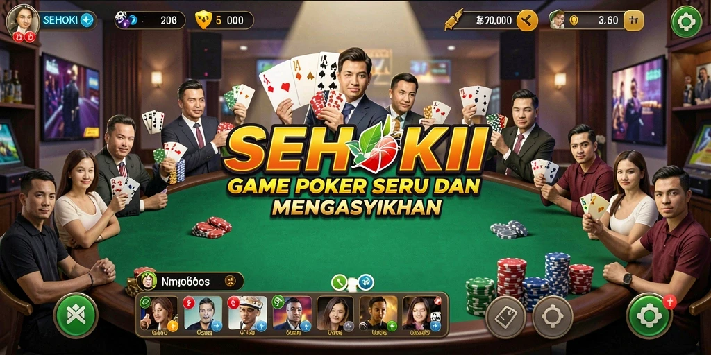 Tampilan gameplay seru di SEHOKI dengan suasana Poker yang nyata.
