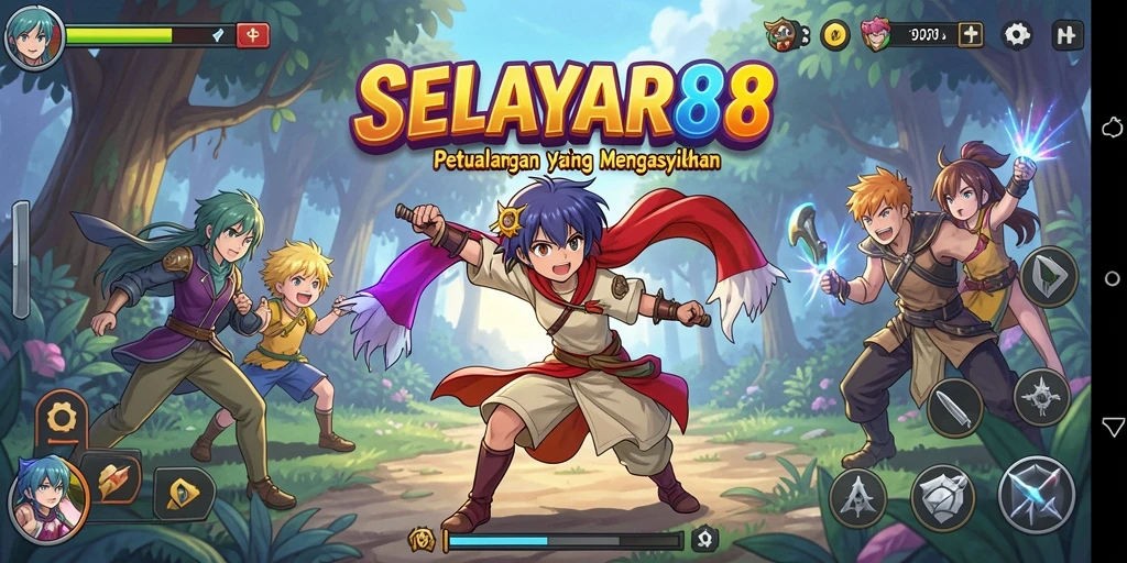 Tampilan gameplay menarik yang menampilkan aksi karakter anime.