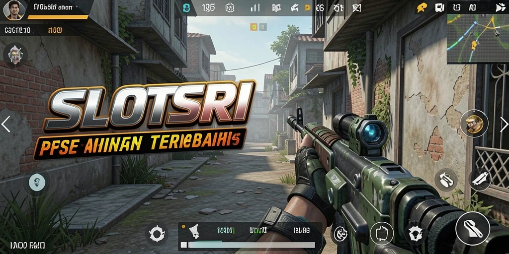 Tampilan gameplay SLOTSRI yang menegangkan dalam pertempuran FPS.